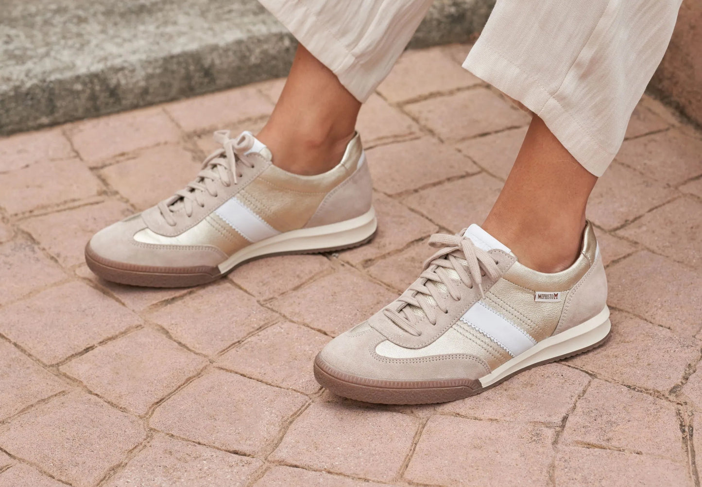 Mephisto Women's Sneaker Witney Light Sand Gold Lifestyle