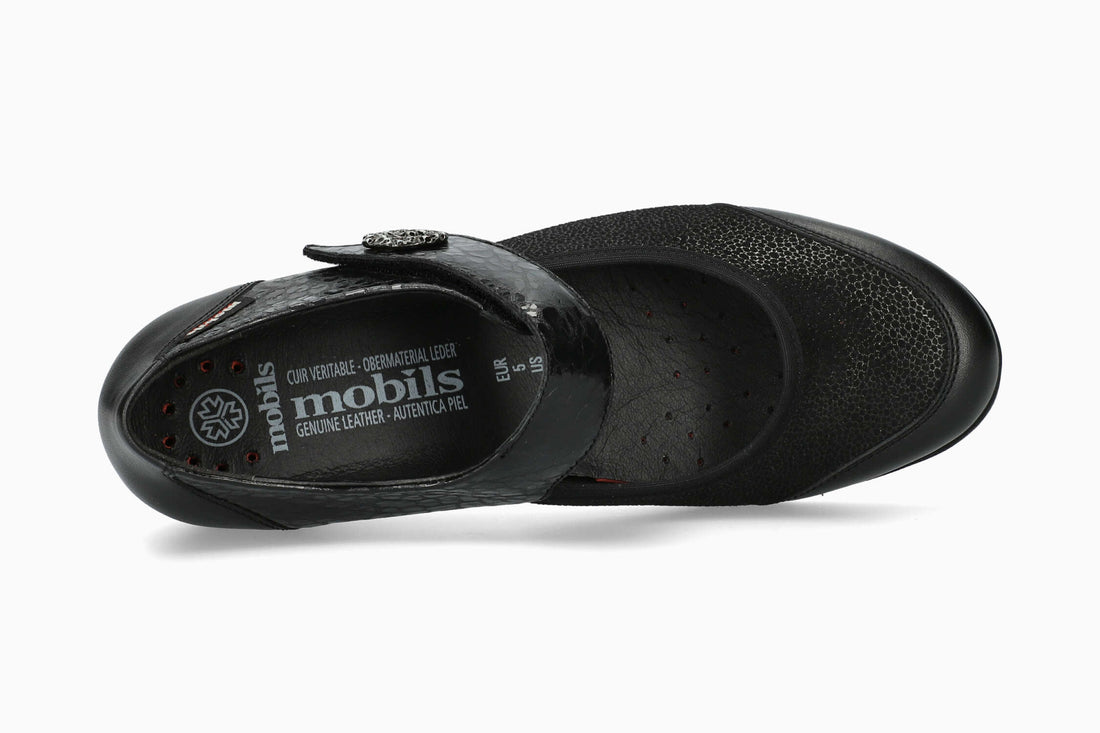 Mobils Women's Shoe Bathilda Black Silk Top