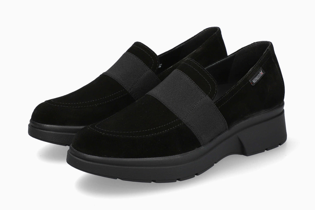 Debby Mephisto Women's Slip Ons Black Velsport Side
