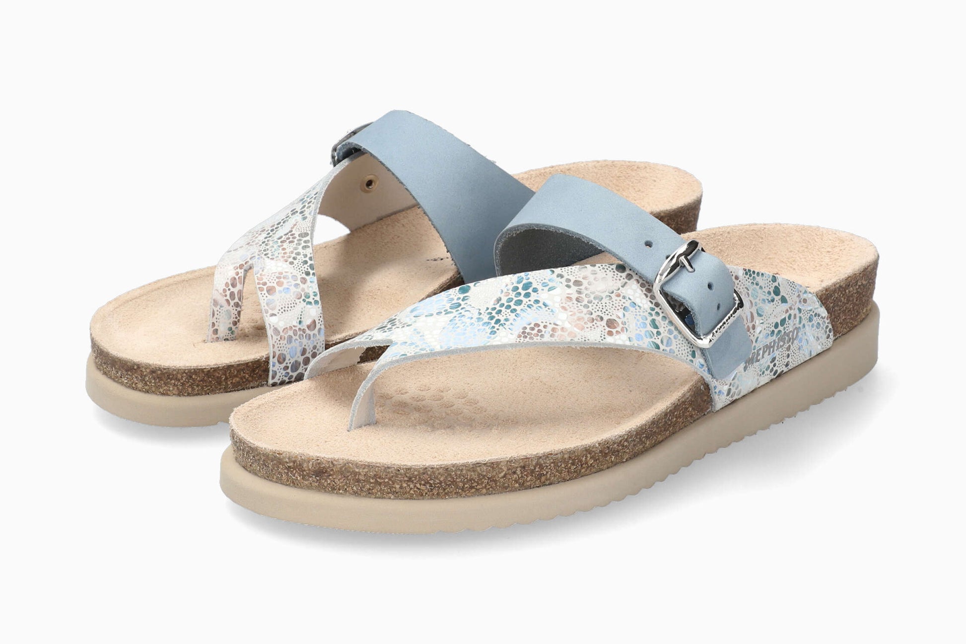 Helen Mix Mephisto Women's Sandals Blue Print Full Pair