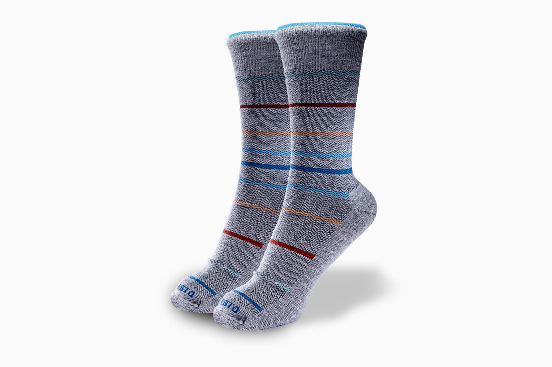 Herringbone Stripe Sock - Lt Grey