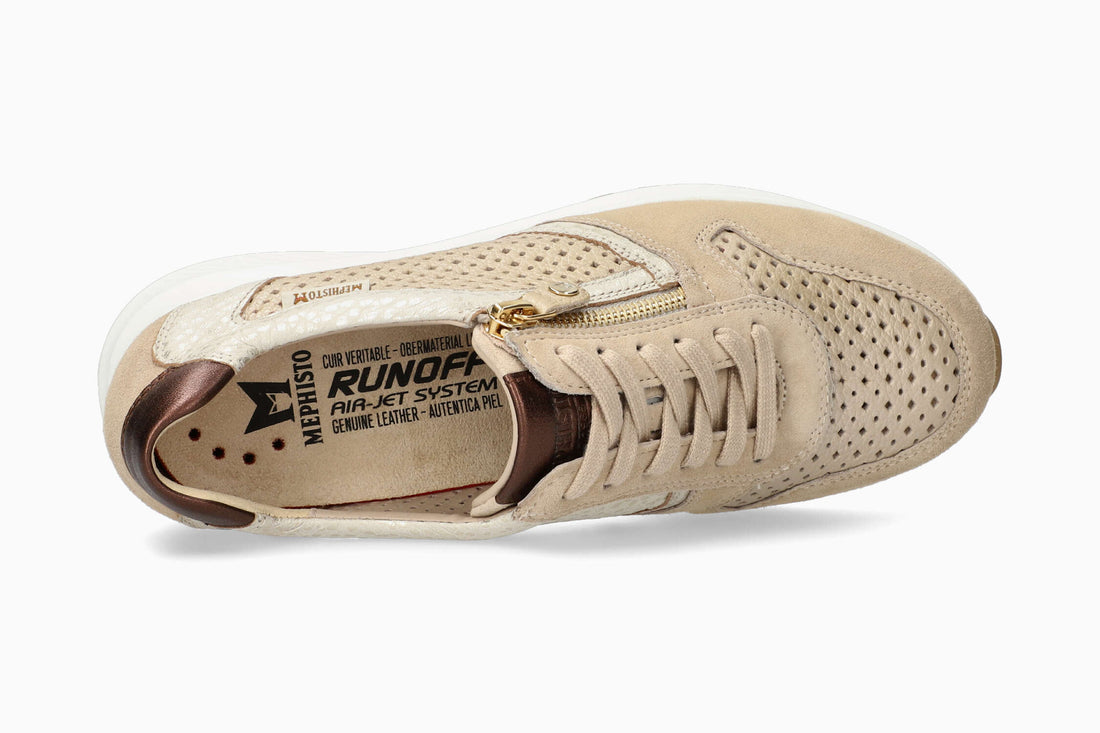 Mephisto Women's Sneaker Kim Perf Beige Top
