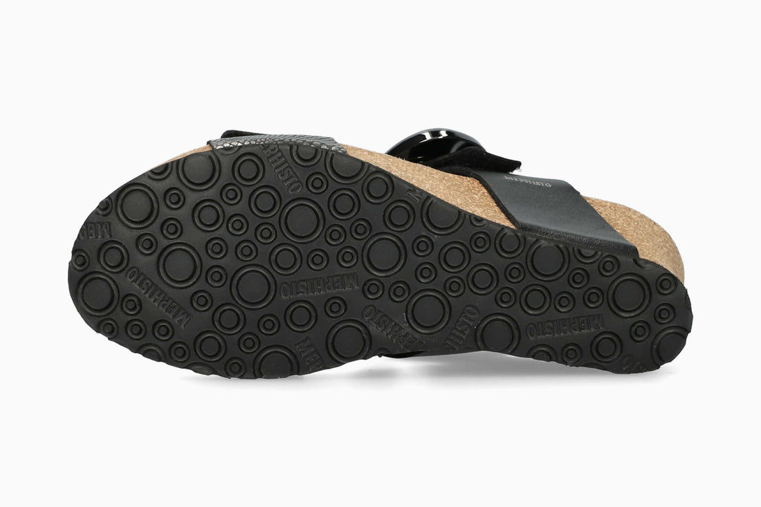 Mephisto Women's Wedge Sandal Leandre Grey Havana Sole