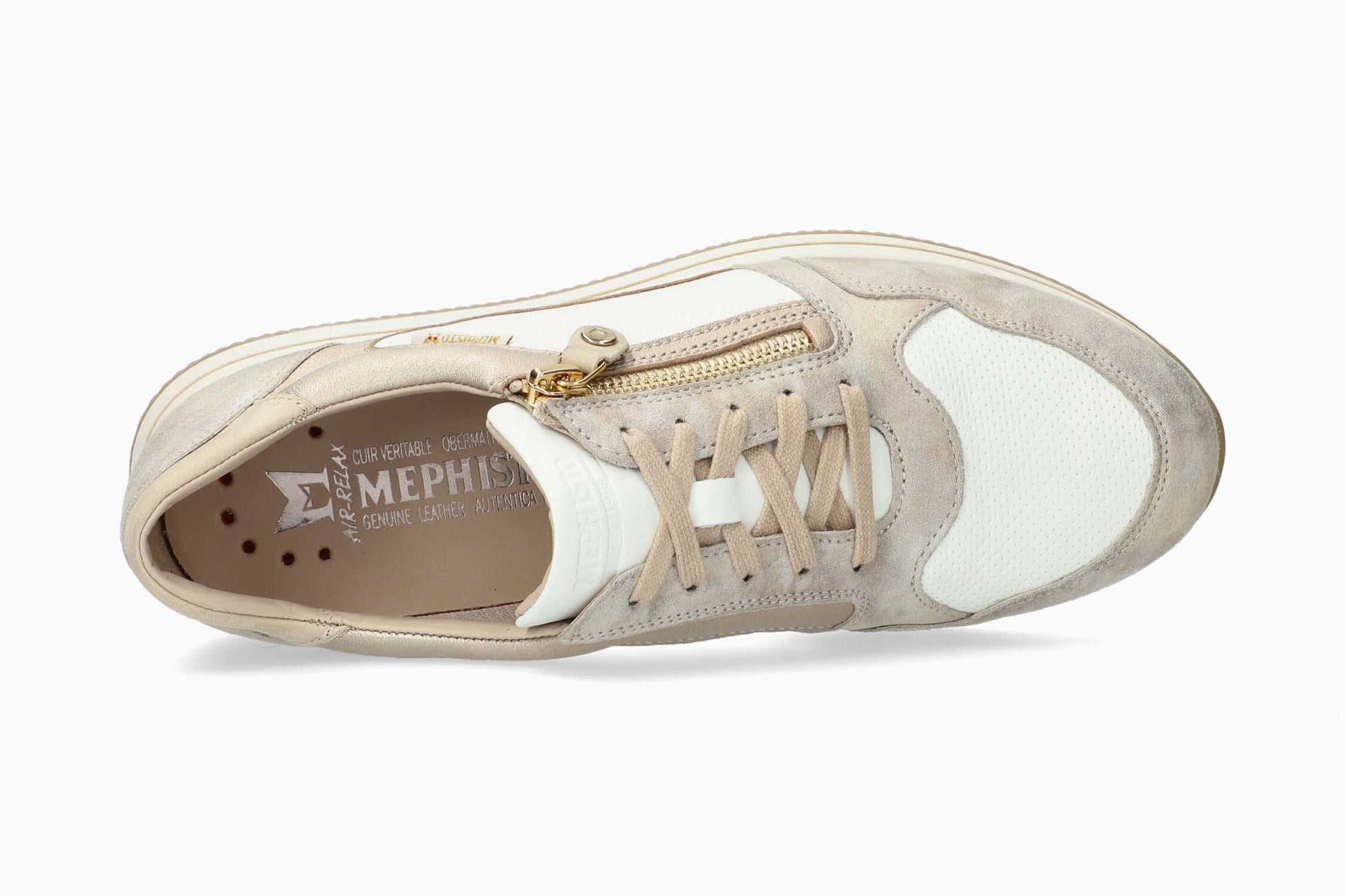 Mephisto Leenie Women's Sneaker Lt Taupe Metallic Top