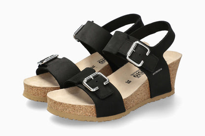 Lissandra Mephisto Women's Wedge Sandals Black Sandalbuck Full Pair