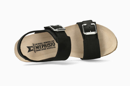 Lissandra Mephisto Women's Wedge Sandals Black Sandalbuck Top