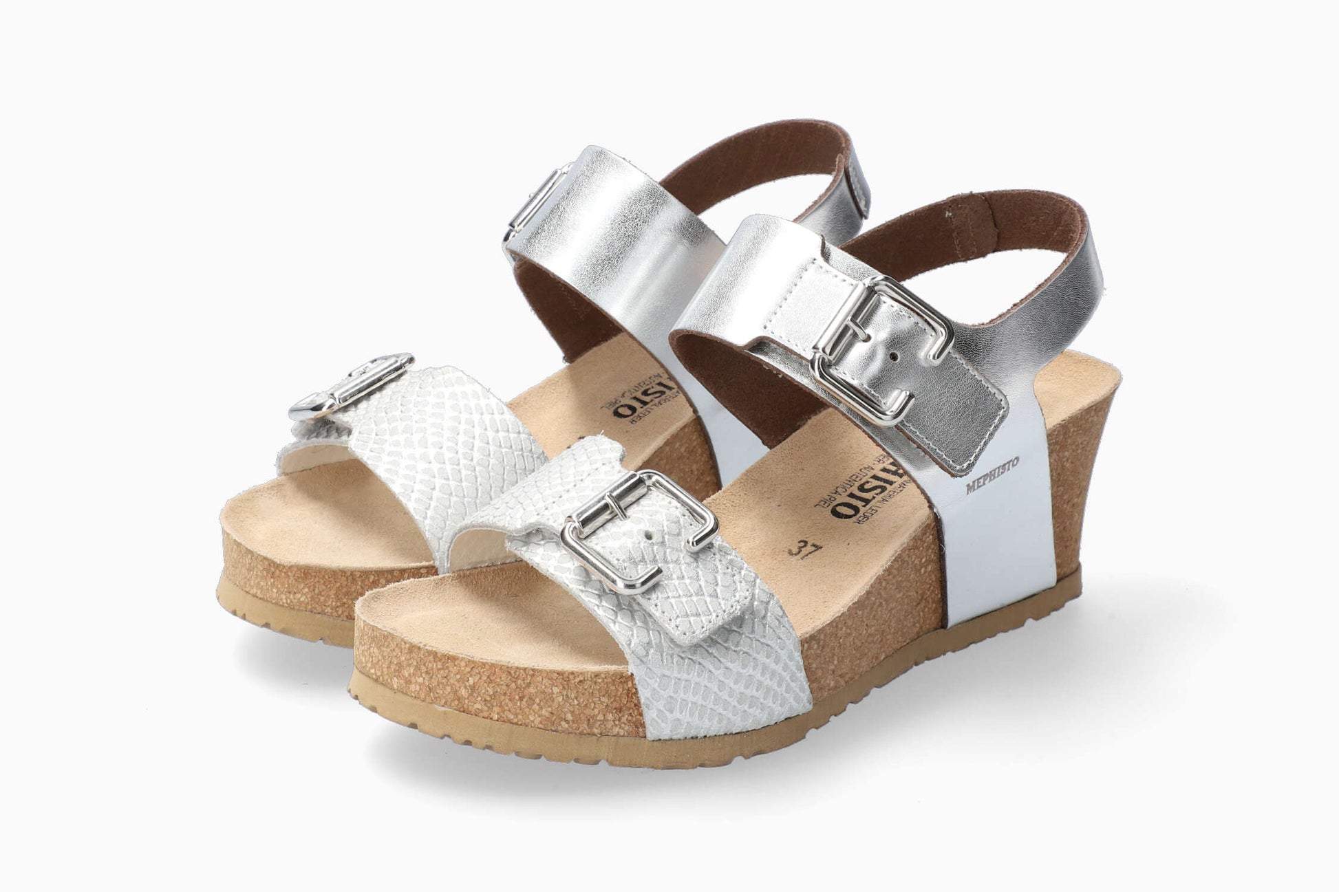 Lissandra Mephisto Women's Wedge Sandals Nickel Full Pair