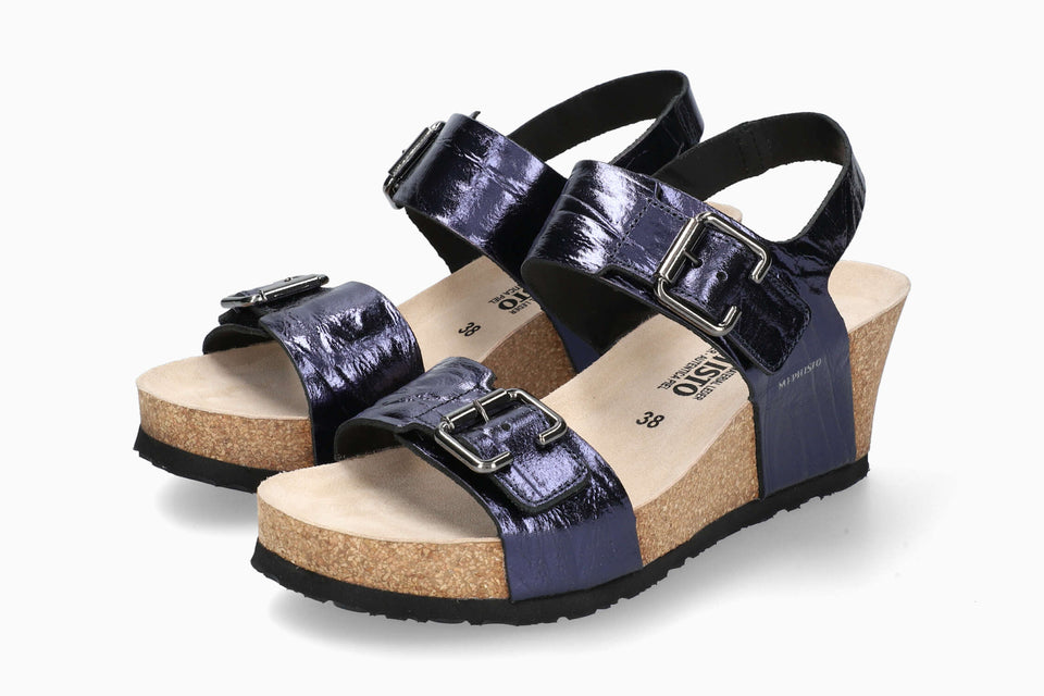 Lissandra Mephisto Women's Wedge Sandals Blue Full Pair